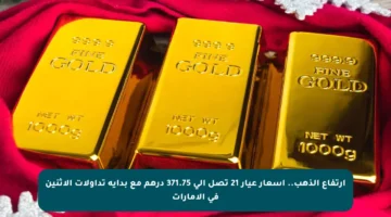 ارتفاع الذهب.. أسعار عيار 21 تصل إلى 371.75 درهم مع بداية تداولات الإثنين في الإمارات